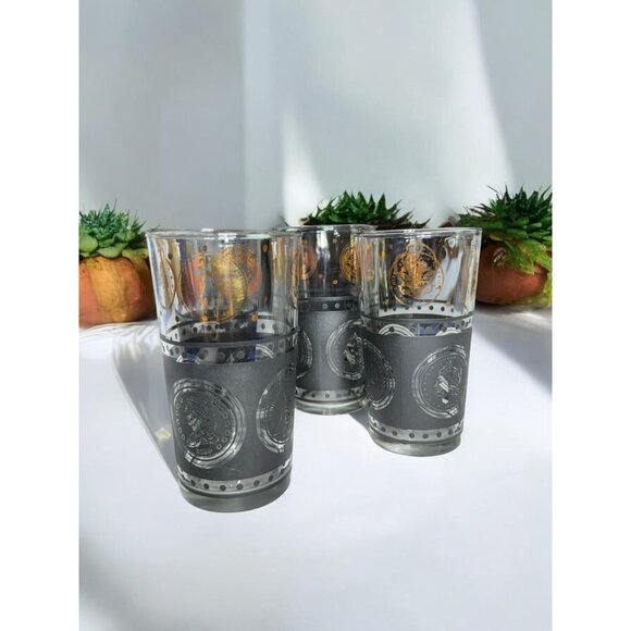 Vintage MCM Libbey Coin Design Highball Glass Set Of 4 - Picture 8 of 12
